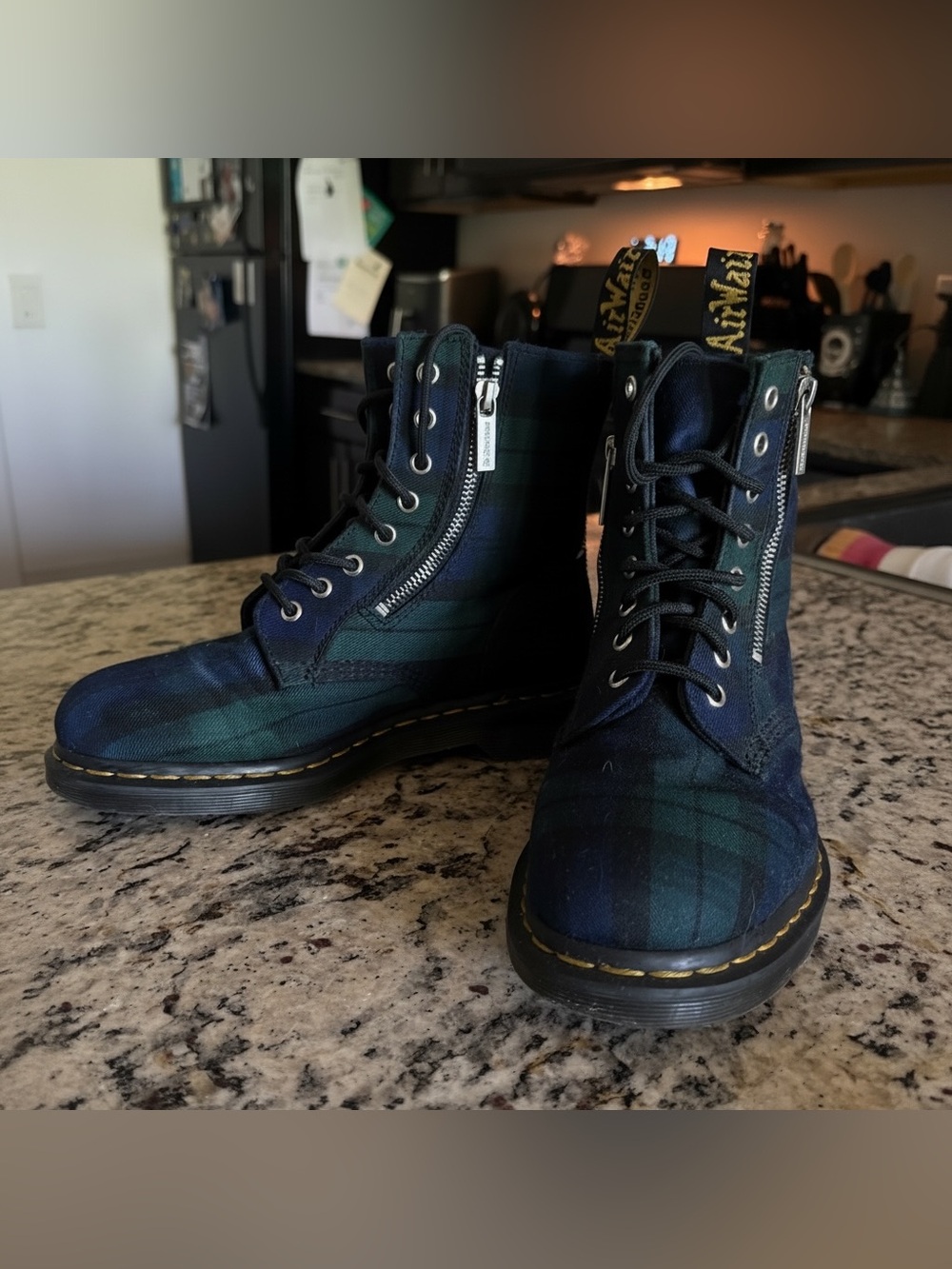 Dr. Martens 1460 Zip Tartan Lace Up Boots Blackwatch Plaid Women’s 8 EU 39